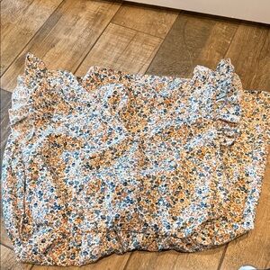 Floral Ruffle Romper Open back